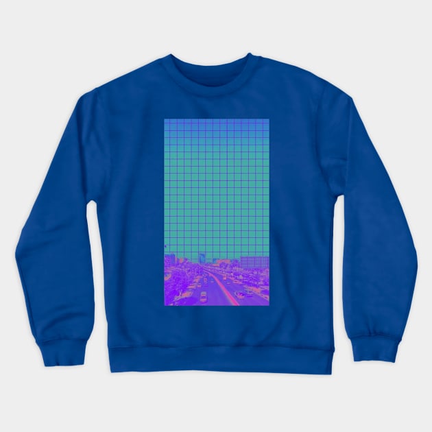 Vaporwave grid Crewneck Sweatshirt by isarol